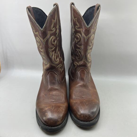 Dan Post Work Welt Western Boots Men Size 9 EW Brown Leather Cowboy Pull On Shoe main image 5